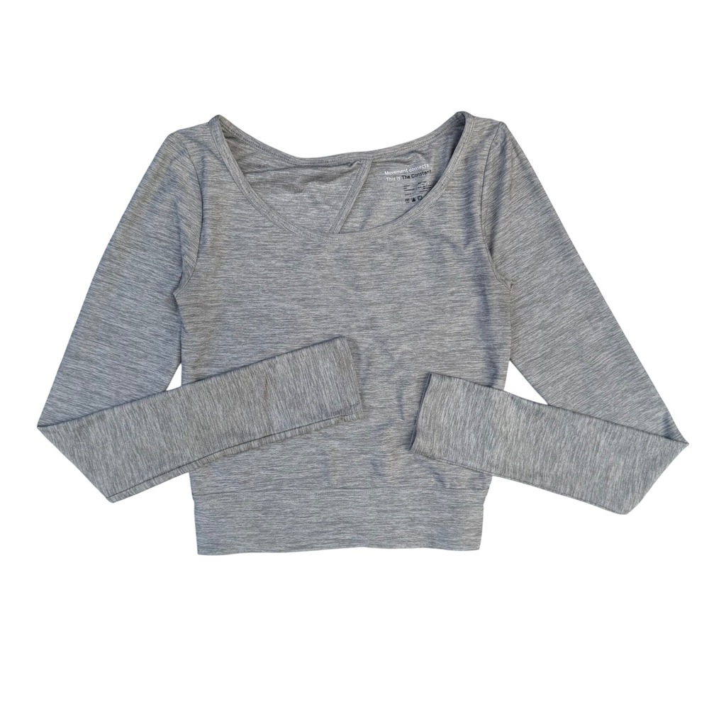 The Constant Crop Top Heather Gray Long Sleeve Open Back Balletcore Activewear S